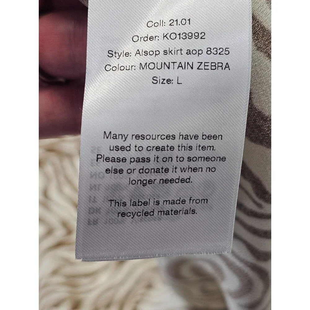 Samsøe Women's L Alsop Skirt Zebra Print Midi A-Line Copenhagen Designer EUC - Picture 10 of 14